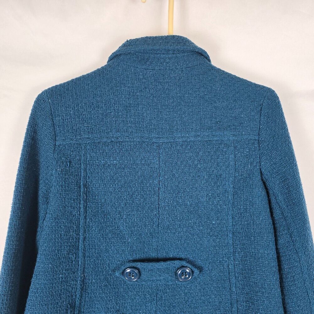 Vintage Frenchi Peacoat Women's Medium Wool Blend Collard Short Length Blue Teal - Picture 6 of 16